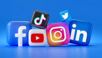 A group of different social media logos, representing marketing channels improved by local area code phone numbers